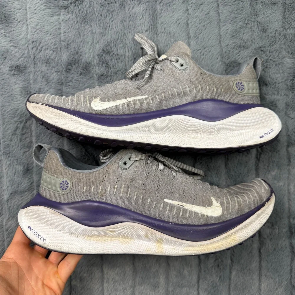 Nike InfinityRN 4 Grey Purple Running Shoes FJ1221-010 Mens 11.5 ReactX Flyknit